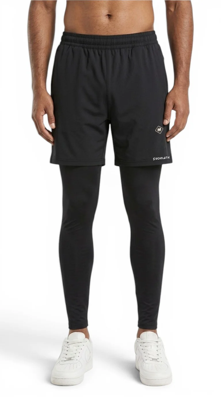 Men's 2in1 Training Shorts Black with Legging
