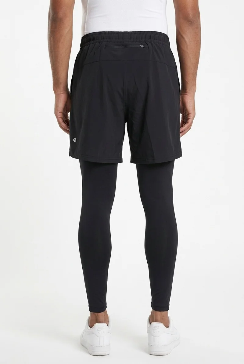 Moveletix Black Men's 2in1 Training Shorts Black with Legging for Men | Best Price UAE