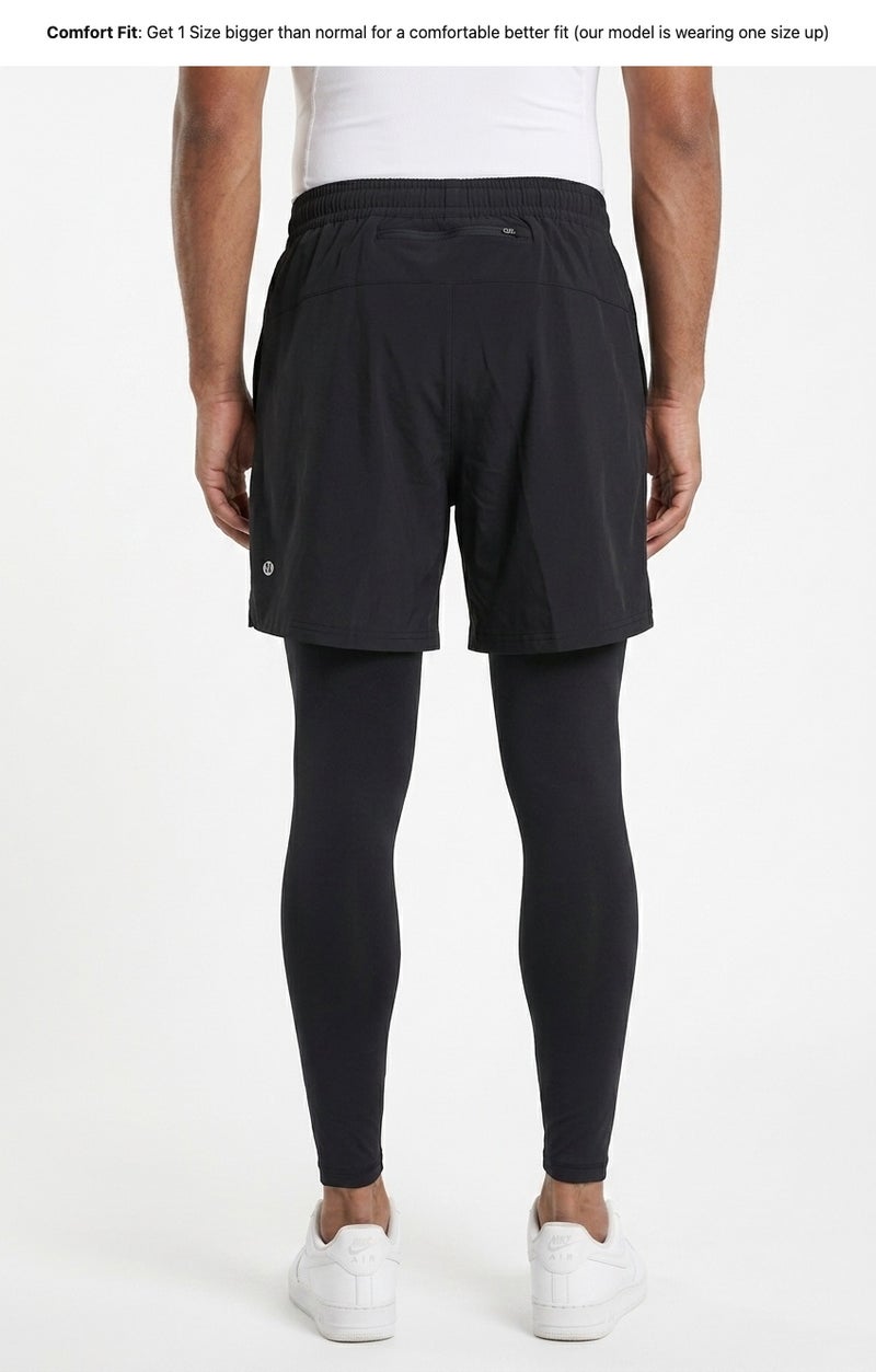 Moveletix Men's 2in1 Training Shorts Black with Legging - Image 2