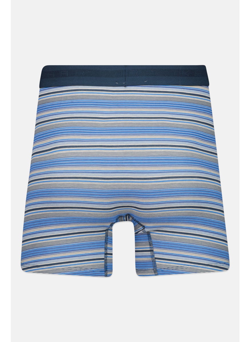 Ike Behar Men 4 Pieces 6 Inseam Brand Logo Boxer Briefs, Teal Blue  - Image 5