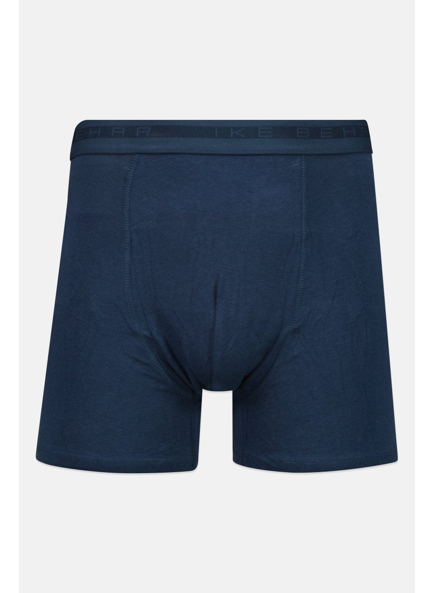 Ike Behar Men 4 Pieces 6 Inseam Brand Logo Boxer Briefs, Teal Blue  - Image 3