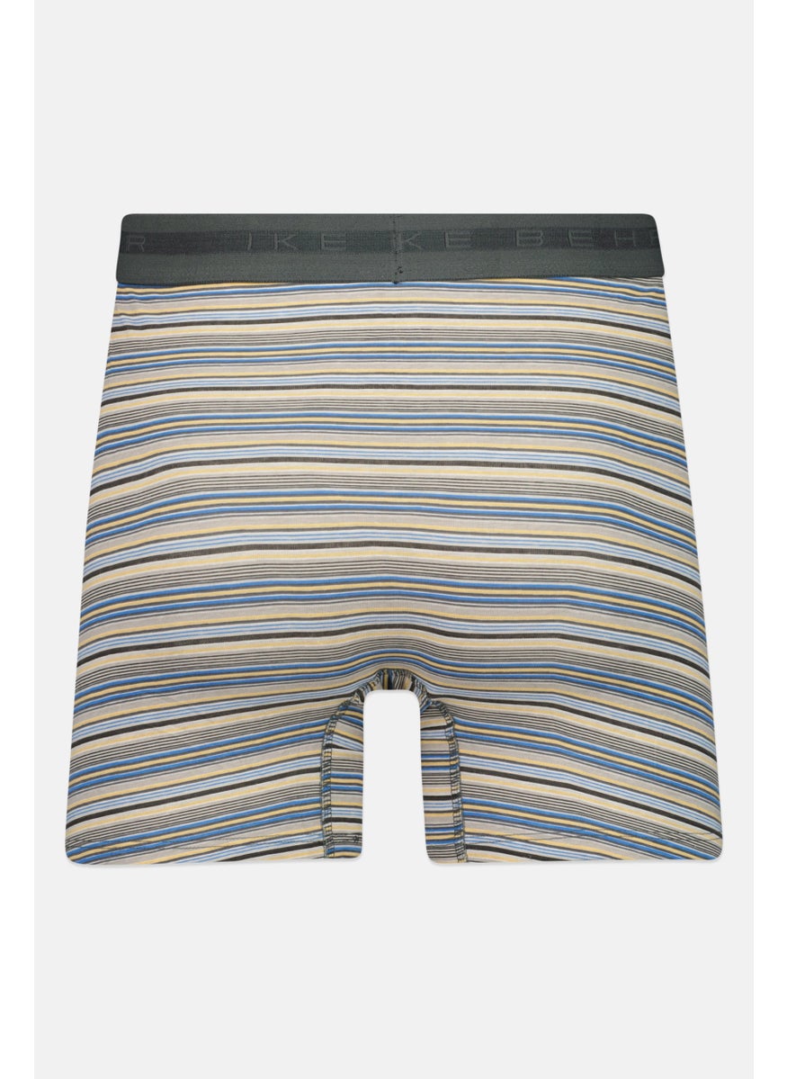 Ike Behar Men 4 Pieces 6 Inseam Brand Logo Boxer Briefs, Teal Blue  - Image 4
