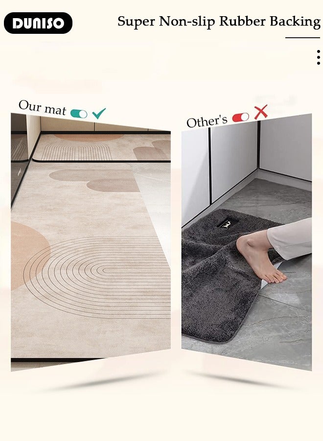 DUNISO 2 PCS  Kitchen Mats and Rugs Set , Non Slip Heavy Duty Standing Mat, Quick Dry Diatom Mud Floor Mat,  Extra Soft and Absorbent Floor Mats for  Kitchen, Bath, Office, Laundry(40*60cm+40*120cm)  - Image 3