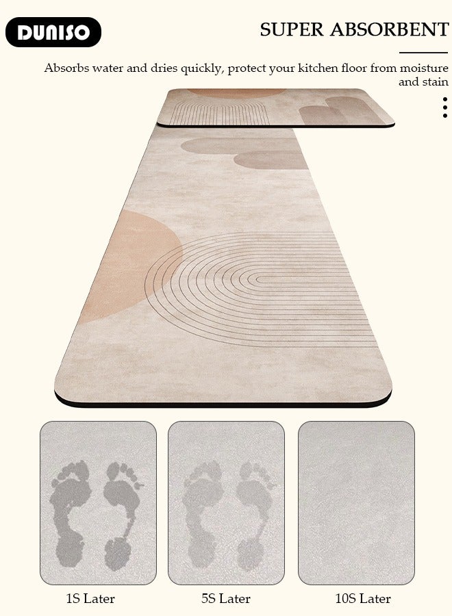 DUNISO 2 PCS  Kitchen Mats and Rugs Set , Non Slip Heavy Duty Standing Mat, Quick Dry Diatom Mud Floor Mat,  Extra Soft and Absorbent Floor Mats for  Kitchen, Bath, Office, Laundry(40*60cm+40*120cm)  - Image 2