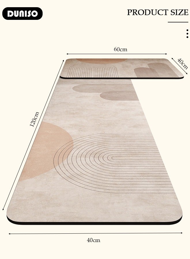 DUNISO 2 PCS  Kitchen Mats and Rugs Set , Non Slip Heavy Duty Standing Mat, Quick Dry Diatom Mud Floor Mat,  Extra Soft and Absorbent Floor Mats for  Kitchen, Bath, Office, Laundry(40*60cm+40*120cm)  - Image 4