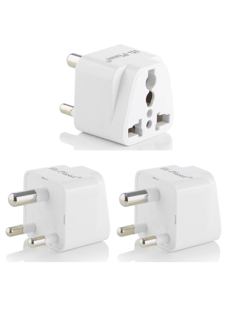 HI PLASST PINS N PLUGS HiPlasst Pack of 3 US to India Converter Plug Type D Adapter with 3Pin Design UK to India Travel Adapter for Laptop Camera Charger Compatible with Indian Sockets  - Image 1