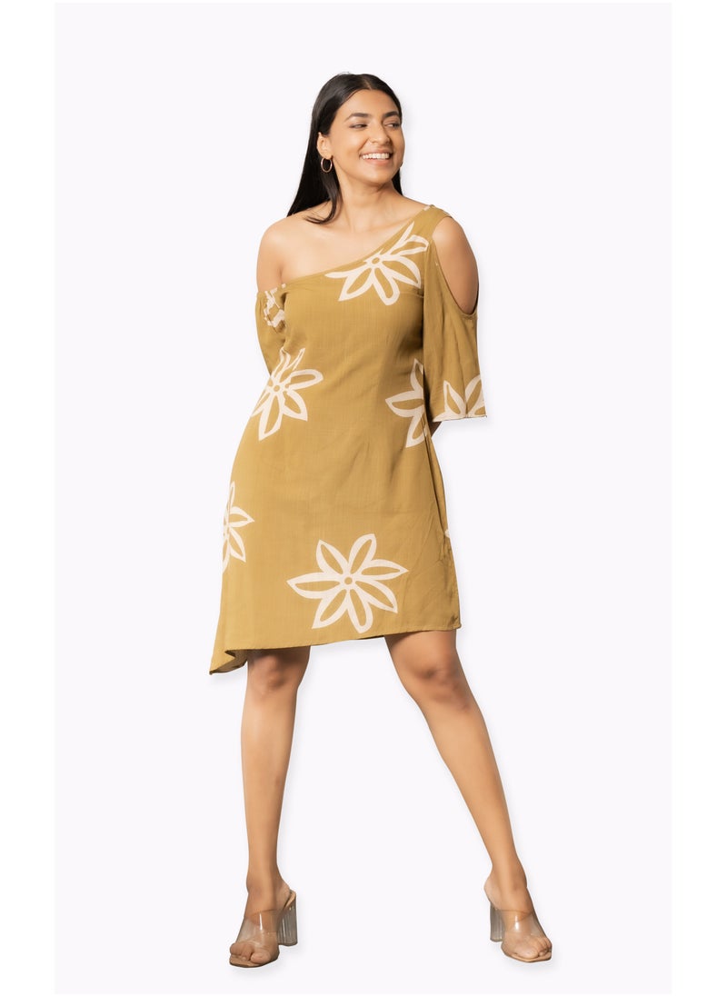 CH Glamstore One shoulder Floral Print Casual Dress with Varied Hem  - Image 1