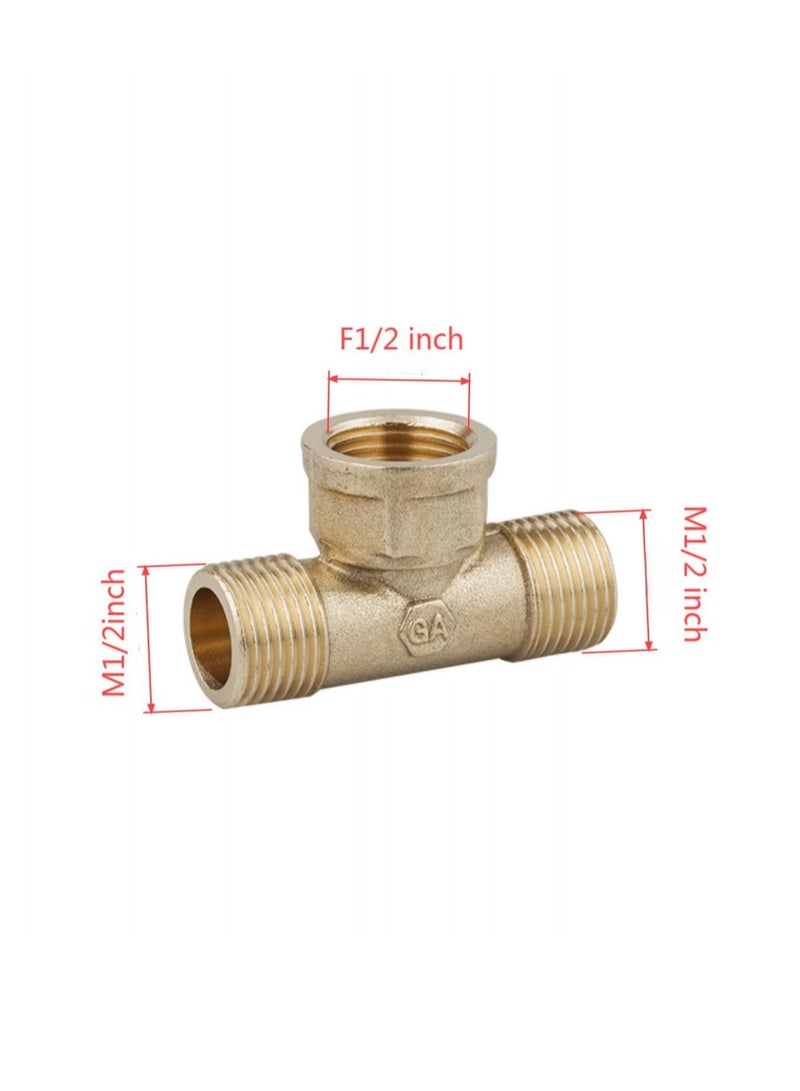 GA  2 Pcs set,  Brass Male- Female-Male Elbow 1/2 inch Brass Plumbing Fittings Set, High-Purity Copper Alloy, BSPT Thread Standard, - Image 2