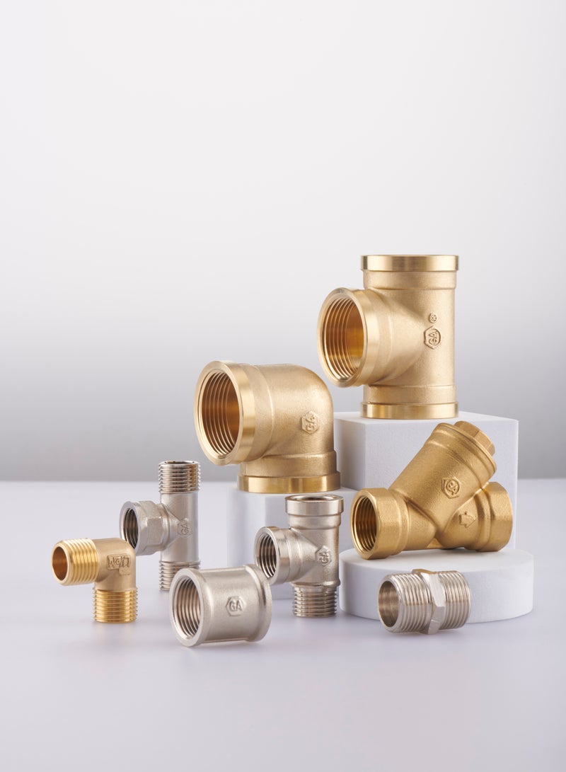 GA  2 Pcs set,  Brass Male- Female-Male Elbow 1/2 inch Brass Plumbing Fittings Set, High-Purity Copper Alloy, BSPT Thread Standard, - Image 3