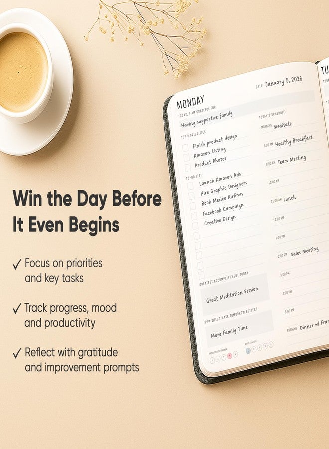 PRODUCTIVITY STORE Daily Planner 2026 (5" x 8") - The Ultimate Daily Workflow Planner with Hourly Schedule & Task List to Achieve Your Goals by PRODUCTIVITY STORE (A5, Black) - Image 4