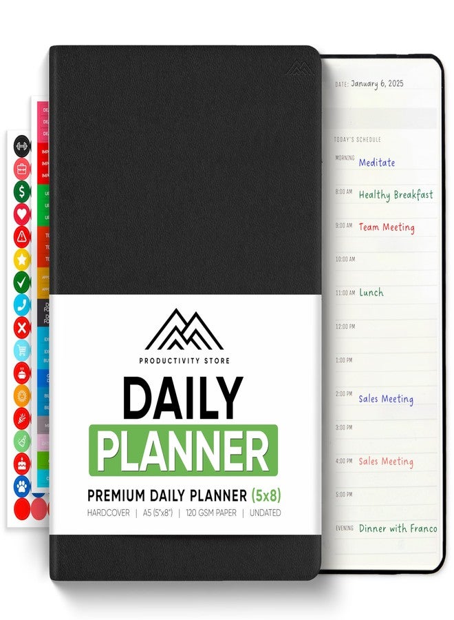 PRODUCTIVITY STORE Daily Planner 2026 (5" x 8") - The Ultimate Daily Workflow Planner with Hourly Schedule & Task List to Achieve Your Goals by PRODUCTIVITY STORE (A5, Black) - Image 1