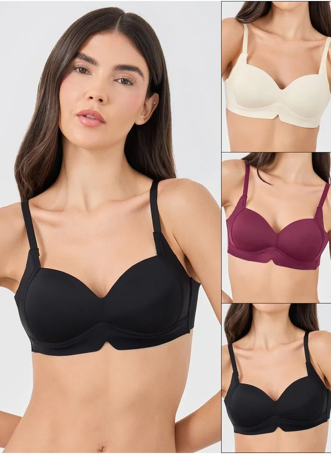 Styli Styli Pack of 3 - Solid Padded Non-Wired T-Shirt Bra