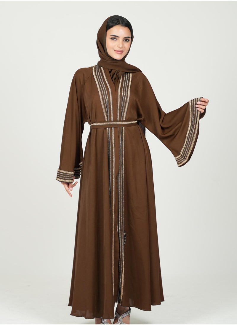 AL BENT AL SHARQIEH women cloche abaya with belt and hijab 