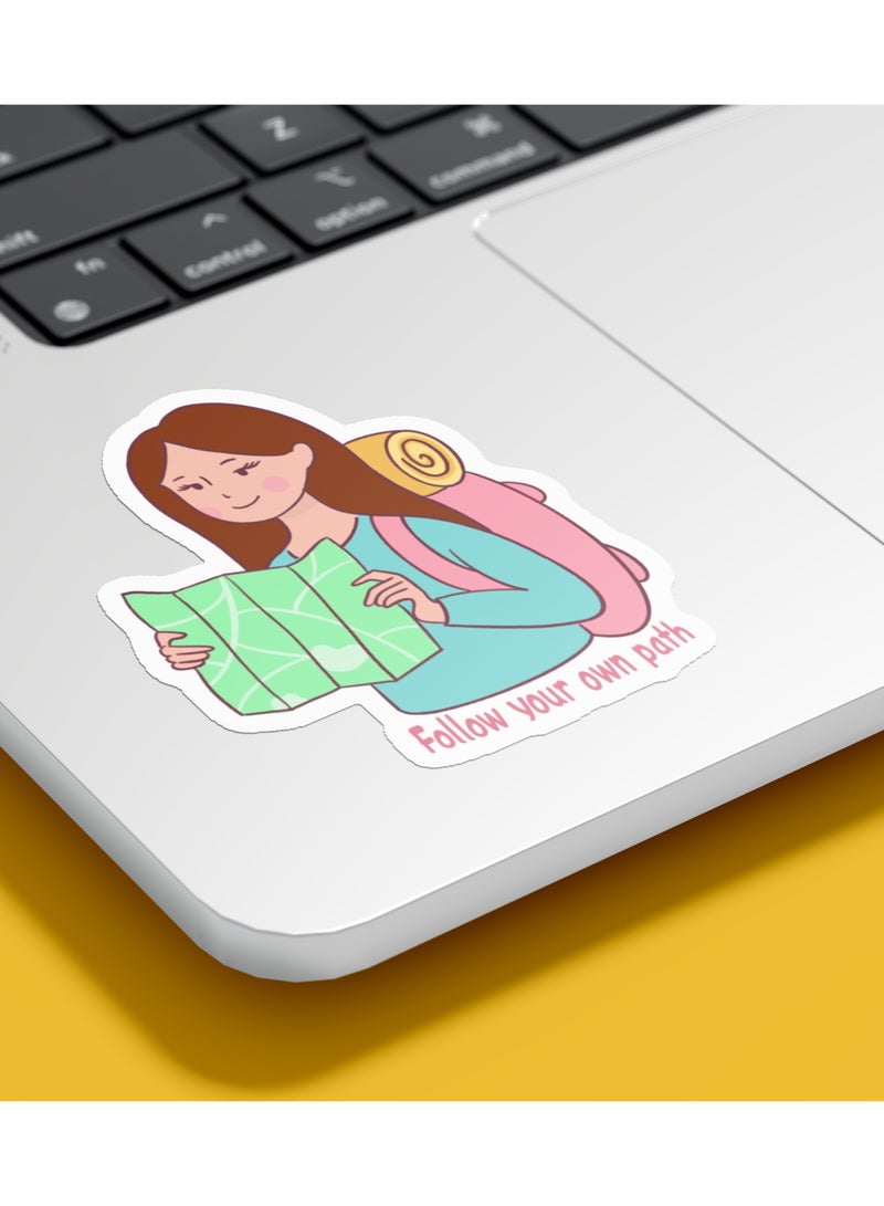 Boomah Accessories 1-Piece Creative Motivational Waterproof Vinyl Stickers, Follow Your Path,  for Laptop , Mobile , Mug , Skateboard , Guitar for kids, adult , girls, nursery 8x6cm - Image 1