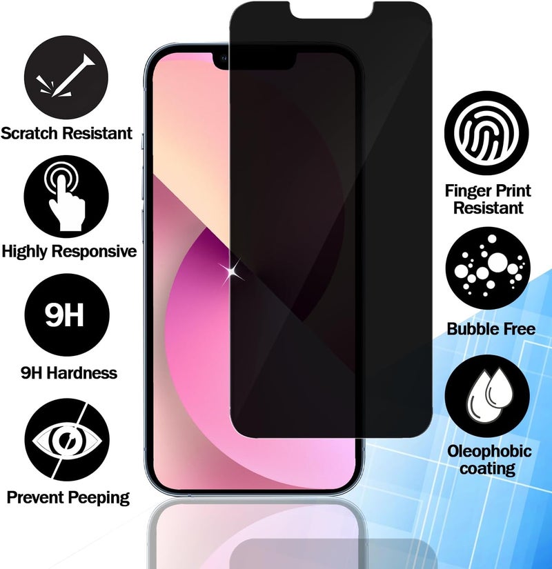ريكنك واقي شاشة [عبوة من 3 قطع] لـ iPhone 13 Pro Max / iPhone 14 Plus مقاس 6.7 بوصة، واقي شاشة من الزجاج المقوى للخصوصية، [مضاد للتجسس][مقاوم للخدش][خالٍ من الفقاعات] - Image 2