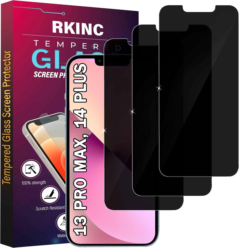 ريكنك واقي شاشة [عبوة من 3 قطع] لـ iPhone 13 Pro Max / iPhone 14 Plus مقاس 6.7 بوصة، واقي شاشة من الزجاج المقوى للخصوصية، [مضاد للتجسس][مقاوم للخدش][خالٍ من الفقاعات] - Image 1