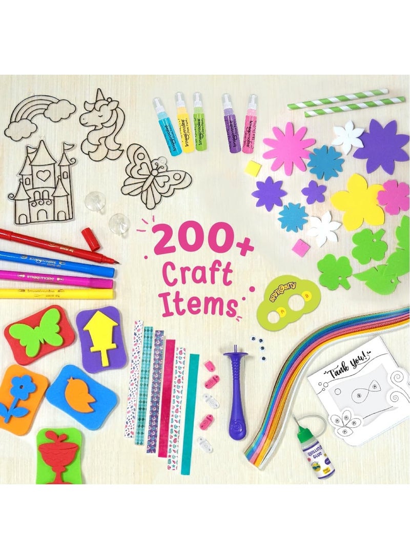 Imagimake Fabulous Craft Kit 5-in-1 Arts & Crafts Set for Kids Glass Painting, Paper Quilling, Stamp Art & More Fun DIY Gift for Girls Ages 5-9 - Image 3