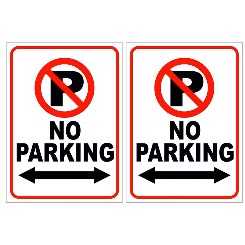 Yuwell 2 Pcs No Parking Sign Board Sticker PVC Eco Print No Parking Sticker Self Adhesive Stickers Waterproof UV Resistant Vinyl Sticker Weather Resistant Waterproof Stickers 29X21CM - Image 1