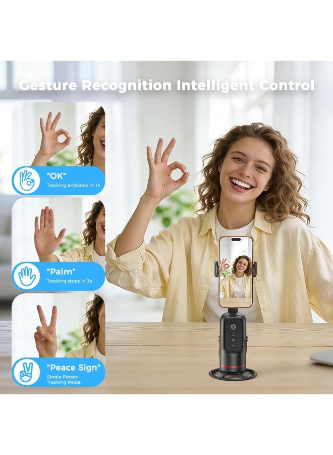 Walpck Auto Face Tracking Phone Holder with Remote and Light, 360° Rotation Tripod Stand for Call Phone, Compact Camera, Hands Free Shutter with Zoom & Front/Rear Camera Switch for iPhone & Android，Rechargeable Tripod for Video Recording, Live Streaming, TikTok, Vlog - Image 5