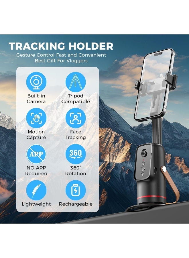 Walpck Auto Face Tracking Phone Holder with Remote and Light, 360° Rotation Tripod Stand for Call Phone, Compact Camera, Hands Free Shutter with Zoom & Front/Rear Camera Switch for iPhone & Android，Rechargeable Tripod for Video Recording, Live Streaming, TikTok, Vlog - Image 2