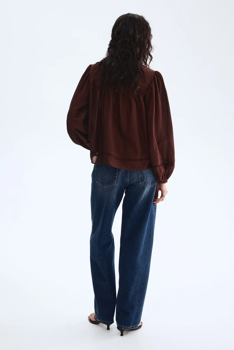H&M  Lace-inset viscose-blend blouse for Women | Best Price UAE