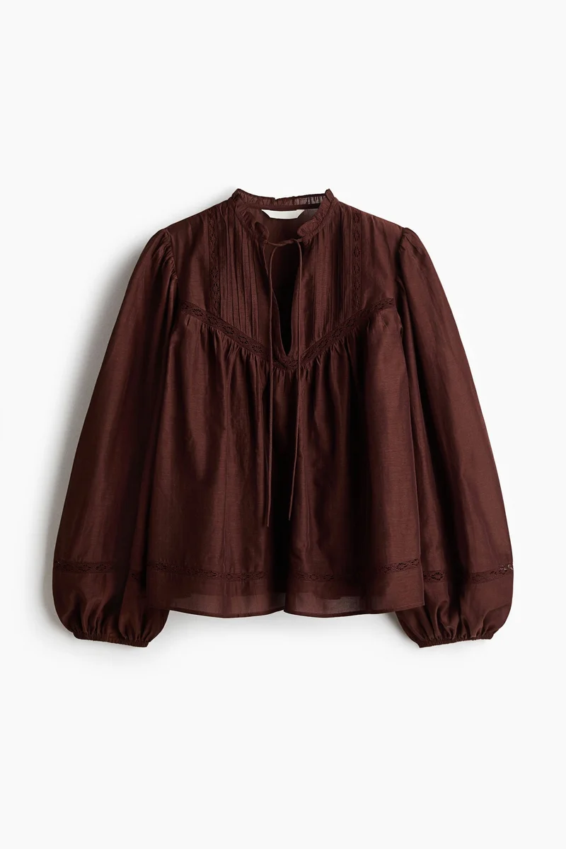 H&M  Lace-inset viscose-blend blouse for Women | Best Price UAE