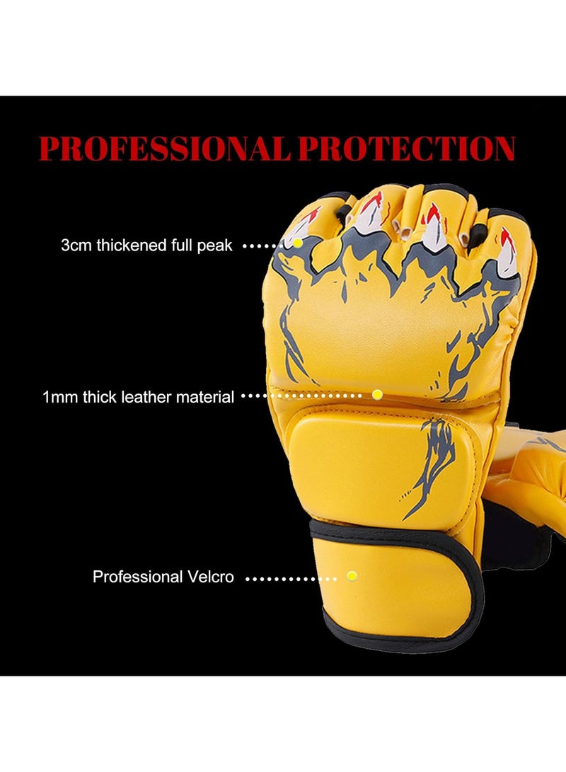 PYC Kickboxing Sparring Gloves MMA Gloves for Men Women Half Finger Boxing Gloves Fighting Gloves Boxing Gloves for Punching Bag Training UFC Gloves - Image 2