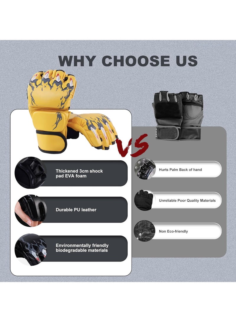 PYC Kickboxing Sparring Gloves MMA Gloves for Men Women Half Finger Boxing Gloves Fighting Gloves Boxing Gloves for Punching Bag Training UFC Gloves - Image 4