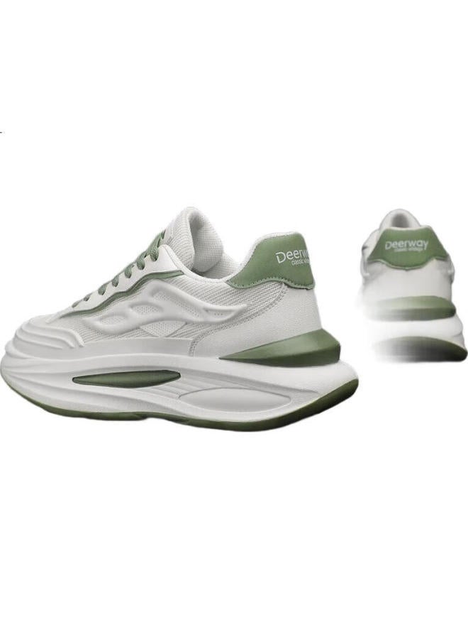 Deerway Men'S Shoes, Summer Dad Shoes, Men'S Thick-Soled Breathable Casual Sneakers, White Light Green, Size 43 - Image 3
