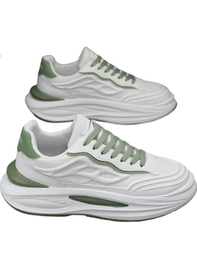 Deerway Men'S Shoes, Summer Dad Shoes, Men'S Thick-Soled Breathable Casual Sneakers, White Light Green, Size 43 - Image 1