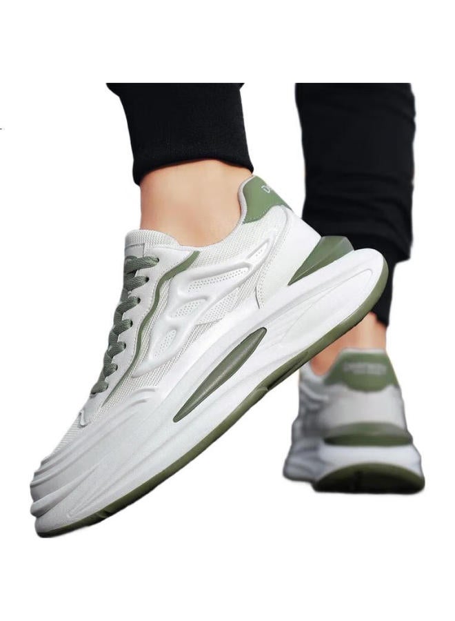 Deerway Men'S Shoes, Summer Dad Shoes, Men'S Thick-Soled Breathable Casual Sneakers, White Light Green, Size 43 - Image 2