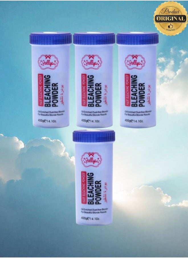 JELLY 4 Pieces Hair Bleaching Powder Oil Enriched Dust Free Blonder For Beautiful Blonde Results 400g  - Image 1