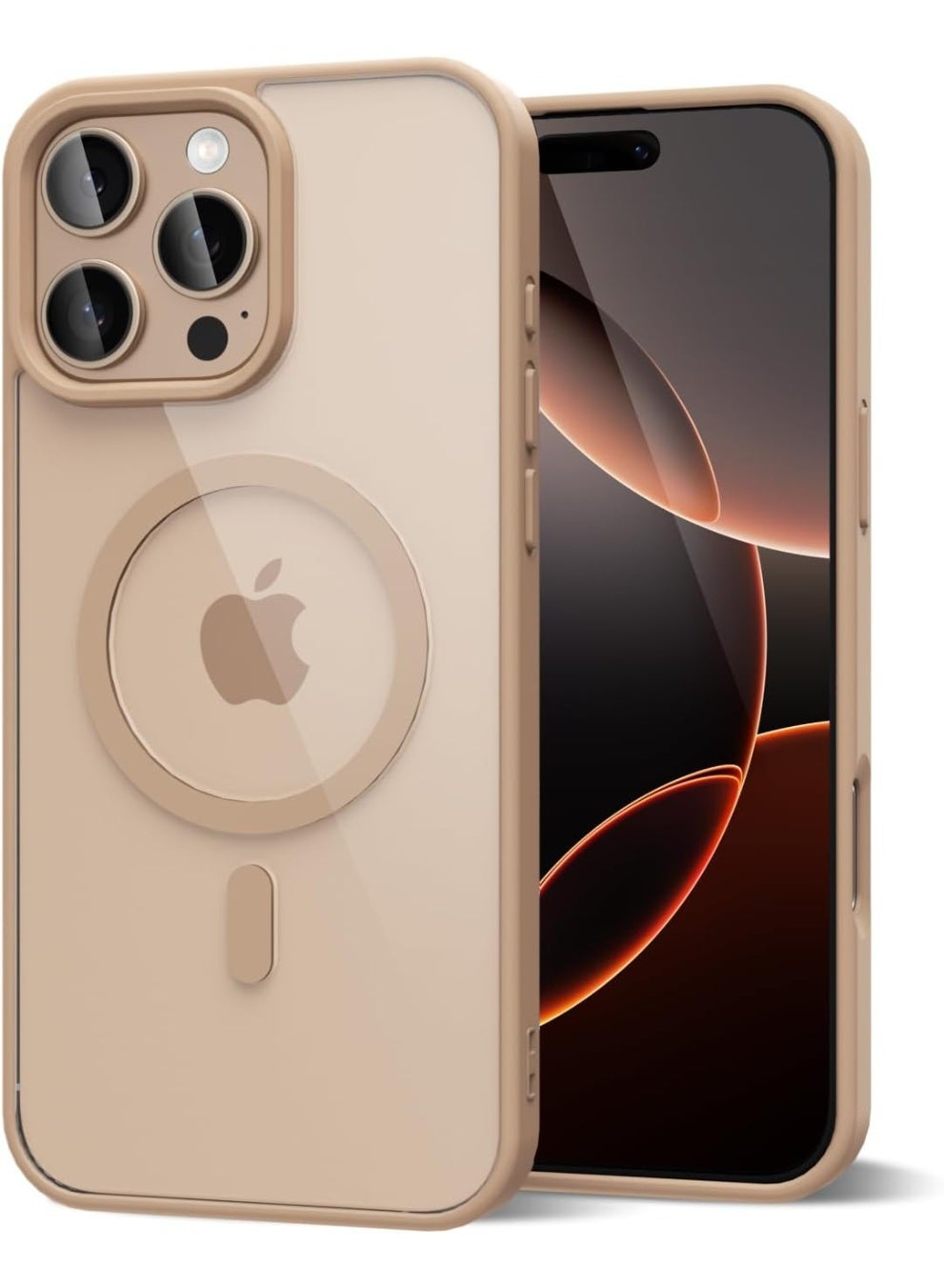 Clear Magnetic Case for iPhone 15 Pro, Compatible with MagSafe, Plating Luxury Cover, Clear Soft TPU Shockproof Protective Phone Case (Desert Titanium)