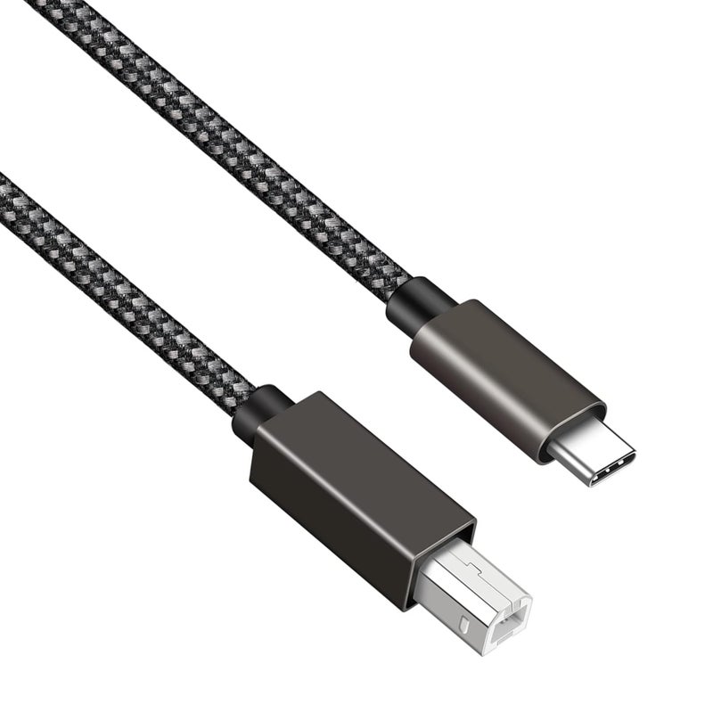 6FT Long USB B to USB C Printer/MIDI Cable for MacBook, PC, Laptop, MIDI Keyboard, DJ Controller, DAC, HP, Canon, Brother, Samsung, Dell, Epson, Lexmark, Xerox, Dymo & Other Printers & Scanners