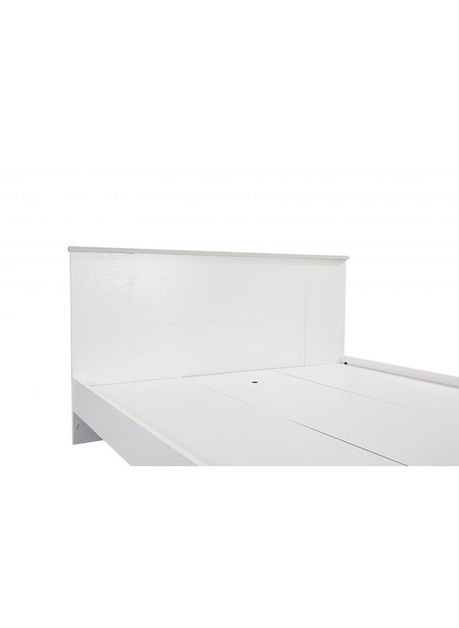 DANUBE HOME Thomas King Bed Strong and Sturdy Modern Design Wooden Double Bed Furniture Quiet And Comfortable Bed Frame L209xW189xH105.6 Cm White/Light Oak – With 2  - Image 4