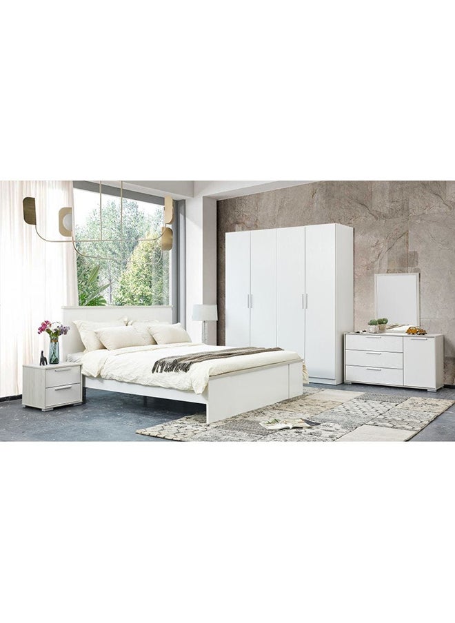 DANUBE HOME Thomas King Bed Strong and Sturdy Modern Design Wooden Double Bed Furniture Quiet And Comfortable Bed Frame L209xW189xH105.6 Cm White/Light Oak – With 2  - Image 5
