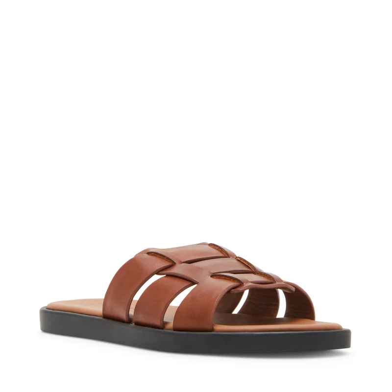 STEVE MADDEN Grayson Cognac Leather Slides