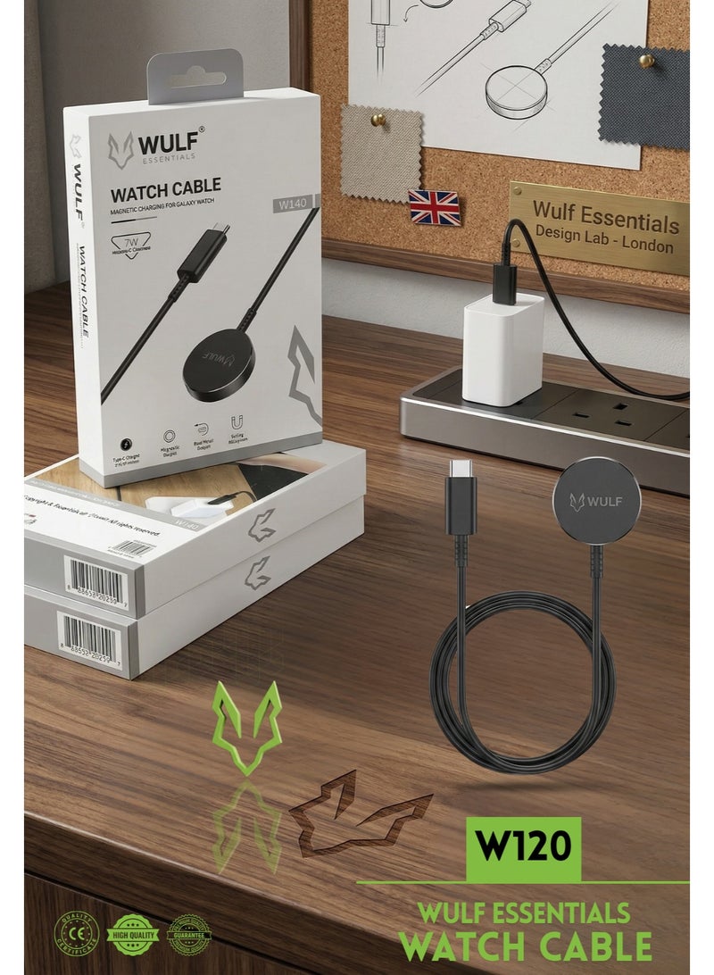 وولف إسينشيالز كابل شحن الساعات المغناطيسي WULF Essentials W120، شاحن ساعات ذكية سريع الشحن من نوع USB Type-C، تصميم صغير الحجم ومتين - أسود - Image 4
