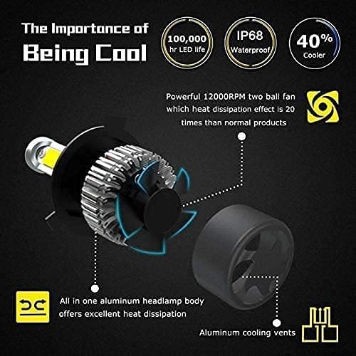 SORAX (2 Year Warranty Genuine H11 Hi/Low Beam 9000LM 6500K 72 W LED Automotive Headlight Bulbs Auto Conversion Driving Lamp (Cool White) (H11 (Pack of 2)) - Image 2