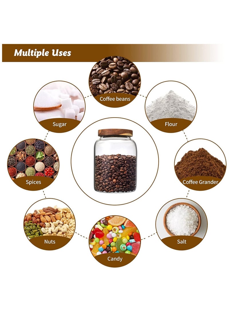 3pc Airtight Glass Storage Jar with Acacia Wood Air-tight Lid,Borosilicate Glass Kitchen Canisters,Glass Canister for Kitchen,Pantry Organization,Ideal for Coffee,Nuts,Cookie(1250ml*3) - Image 2