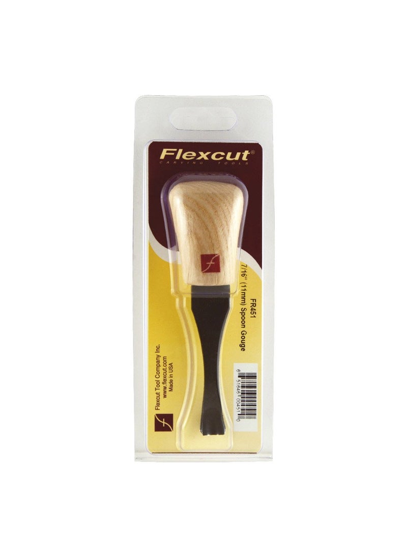 FLEXCUT Flexcut Palm Spoon 7/16, High Carbon Steel, Solid Ash Handle, 7/16 Inch, (FR451)  - Image 1