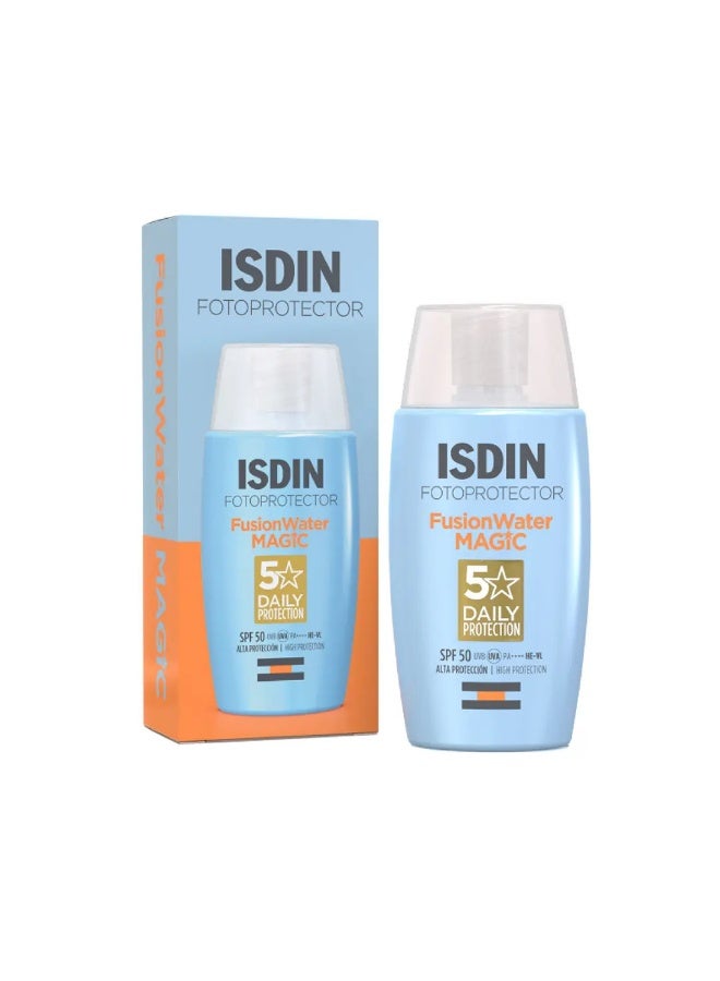 واقي الشمس Fotoprotector Fusion Water Magic بمعامل حماية SPF 50، حماية يومية خفيفة للوجه بقوام منعش مائي، 50 مل