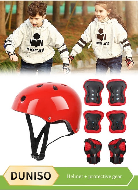 7 Pcs Kids Protective Gear Set, Kids Knee And Elbow Pads Set，With Safety Helmet,Knee Pads, Elbow Pads，Shock Absorbing And Drop Resistant, Suitable For Roller Skating, Skateboarding