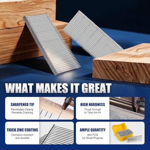 China-top Silver KIMSING 1-1/2-Inch Concrete T Nails, 14 Gauge, 800PCS Box, Galvanized Steel Cement Nails for ConcreteT Nailer for Concrete Block, Brick Wall, Wood Flooring, Furring Strips - Image 3