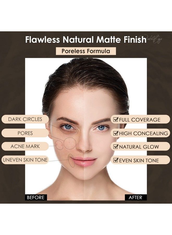 Perfectbase Lasting Poreless Liquid Foundation Medium To Full Coverage With Matte Finish Covers Blemishes & Undereye Circles For All Skin Types Wp21 Cashew