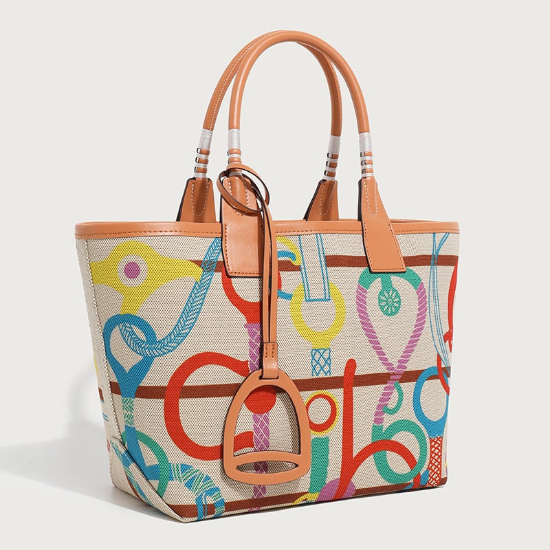 2024 New Autumn/Winter Versatile Printing Tote Bag Fashionable Canvas Garden Bag Single Shoulder Bag Womens Handmade Womens Ba Color 