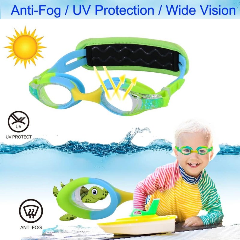 RUIGAO Kids Swim Goggles Age 2-6, Toddler Goggles No Hair Pull,UV Protection/Anti Fog/Padded HeadBand - Image 3