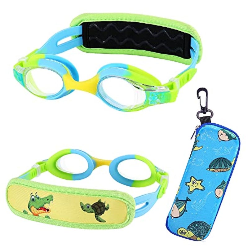 RUIGAO Kids Swim Goggles Age 2-6, Toddler Goggles No Hair Pull,UV Protection/Anti Fog/Padded HeadBand - Image 1