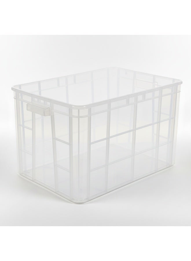 صناعات بلاستيكا ذ.م.م. Plastic Storage Fish/Multipurpose Crate Box With Lid 600×400×350 mm 72L Stackable Heavy Duty Reinforced Walls Anti-Slip Base for Home Industrial Commercial Delivery - Clear - Image 3