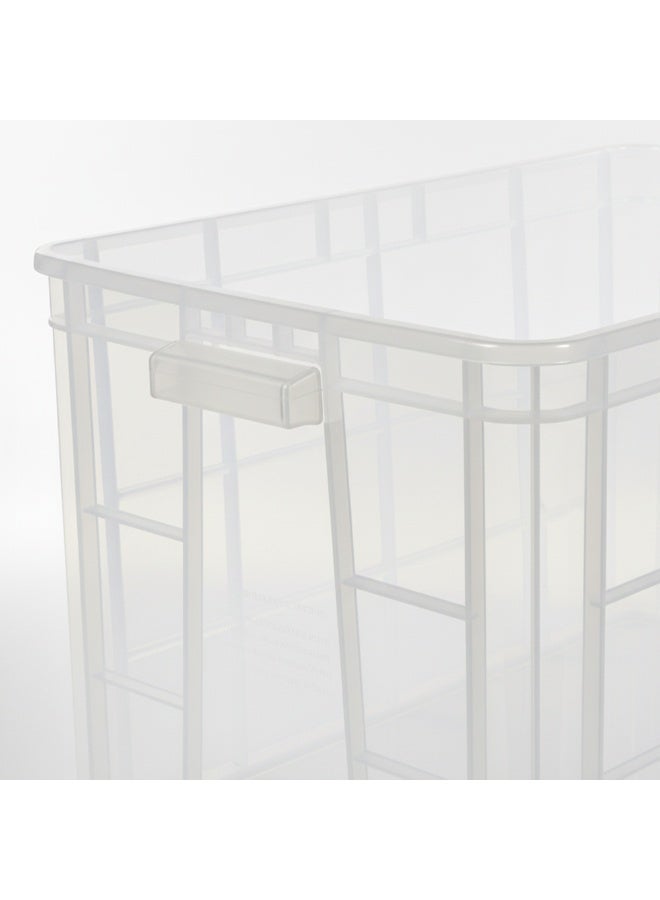 صناعات بلاستيكا ذ.م.م. Plastic Storage Fish/Multipurpose Crate Box With Lid 600×400×350 mm 72L Stackable Heavy Duty Reinforced Walls Anti-Slip Base for Home Industrial Commercial Delivery - Clear - Image 2